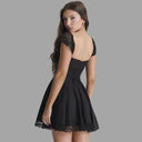 Lace-Trimmed Flowing Skirt Dress