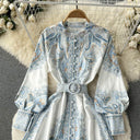 Floral A-Line Dress with Chic Belt