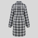 Chic Checked Shirt Dress with Belt and Button Accents