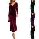 Velvet Long-Sleeve Bodycon Midi Dress
