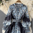 Floral A-Line Dress with Chic Belt