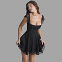 Lace-Trimmed Flowing Skirt Dress