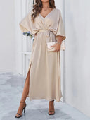 Chic Beige Wrap Dress for All Occasions