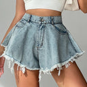 Chic Distressed Hem Denim Shorts for Women