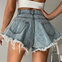 Chic Distressed Hem Denim Shorts for Women