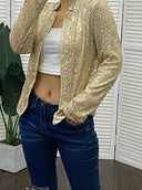 Sequin-Embellished Long-Sleeved Blazer Coat