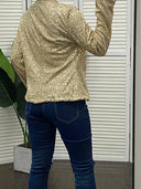 Sequin-Embellished Long-Sleeved Blazer Coat
