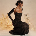 Lace Embroidered Maxi Dress with Sling