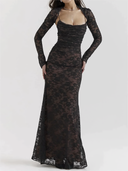 Lace Embroidered Maxi Dress with Sling