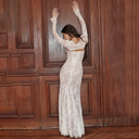 Lace Embroidered Maxi Dress with Sling