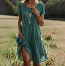 Chic Round Neck Short Dress