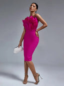 Chic Feather Bandage Dress for Trendy Women