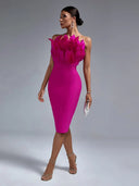 Chic Feather Bandage Dress for Trendy Women