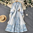 Floral A-Line Dress with Chic Belt
