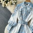 Floral A-Line Dress with Chic Belt