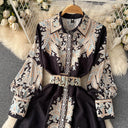 Floral A-Line Dress with Chic Belt