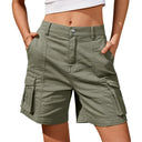 Vintage Cargo Shorts for Women | 6 Pocket Design & Stretch Waist