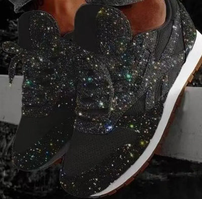 Sequin-Embellished Glitter Sneakers for Women