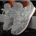 Sequin-Embellished Glitter Sneakers for Women
