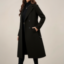 Chic Women's Double-Breasted Long Overcoat - Stylish Belted Design for Fall & Winter Wear