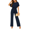 Chic Women's Short Sleeve Jumpsuit with Waist Tie for Any Occasion