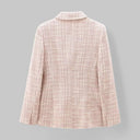 Chic Pink Tweed Blazer for Women - Ideal for Work or Events