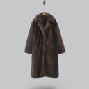 Chic Dark Brown Long Faux Fur Coat for Winter Wear