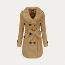 Chic Women’s Faux Fur Collar Trench Coat