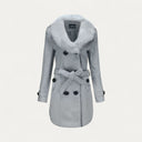 Chic Women’s Faux Fur Collar Trench Coat