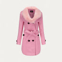Chic Women’s Faux Fur Collar Trench Coat