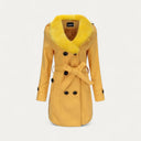 Chic Women’s Faux Fur Collar Trench Coat