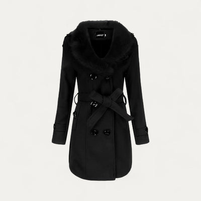 Chic Women’s Faux Fur Collar Trench Coat
