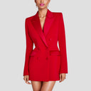 Chic Satin Lapel Blazer Dress for Work & Evening Wear