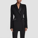Chic Satin Lapel Blazer Dress for Work & Evening Wear