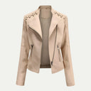 Chic Asymmetric Zip Women's Jacket with Quilted Shoulders