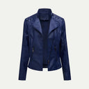 Chic Asymmetric Zip Women's Jacket with Quilted Shoulders