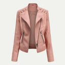 Chic Asymmetric Zip Women's Jacket with Quilted Shoulders
