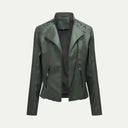 Chic Asymmetric Zip Women's Jacket with Quilted Shoulders