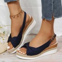 Women’s Bow Accent Peep Toe Wedge Sandals for Special Occasions
