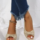 Women’s Bow Accent Peep Toe Wedge Sandals for Special Occasions