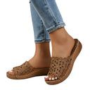 Floral Cutout Women's Platform Sandals for Summer Outings