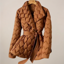 Quilted Women's Puffer Jacket with Belted Waist