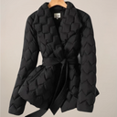 Quilted Women's Puffer Jacket with Belted Waist