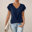 Chic Women's V-Neck Twist Front Top for Spring & Summer