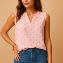 Women’s Sleeveless V-Neck Top – Stylish Fabric for Work or Play
