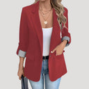 Chic Women’s Blazer - Classic Style with Roll-Up Sleeves