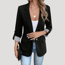 Chic Women’s Blazer - Classic Style with Roll-Up Sleeves