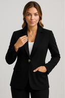 Chic Black Blazer for Women - Sleek Fit for Work or Events