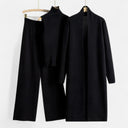 Chic Women's Three-Piece Set: Sleeveless Top, Wide-Leg Trousers & Longline Cardigan for Any Occasion