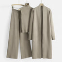 Chic Women's Three-Piece Set: Sleeveless Top, Wide-Leg Trousers & Longline Cardigan for Any Occasion